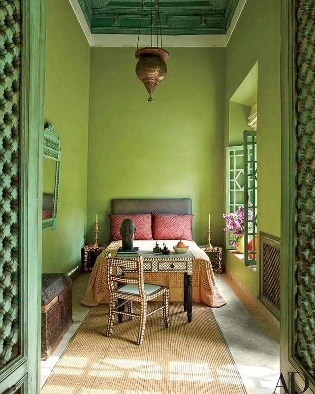2. Heritage Green with Artisanal Charm - light green bedroom ideas