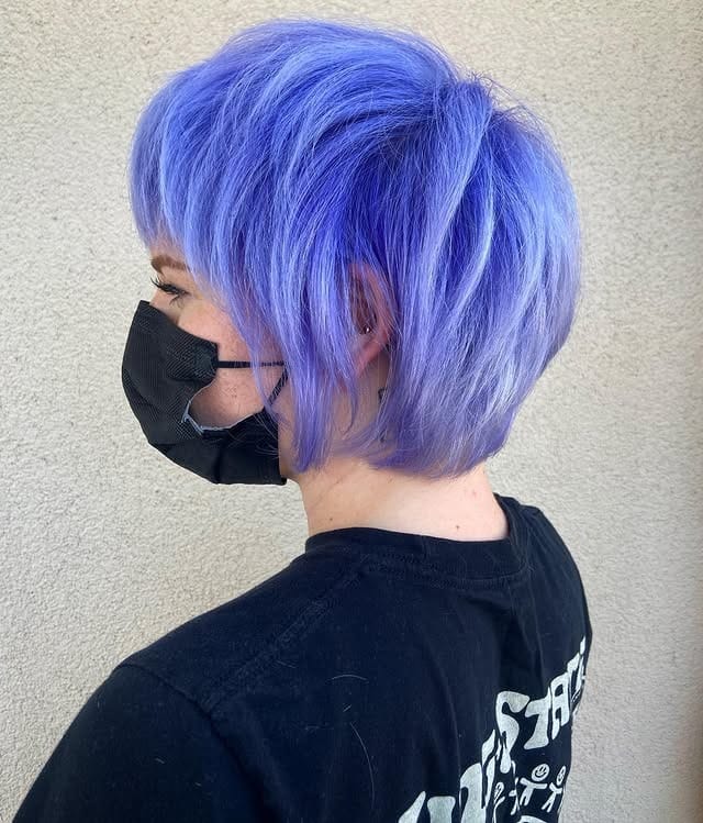 7. Short Shaggy Bob with Periwinkle Blue Color - Shaggy Bob Hairstyles