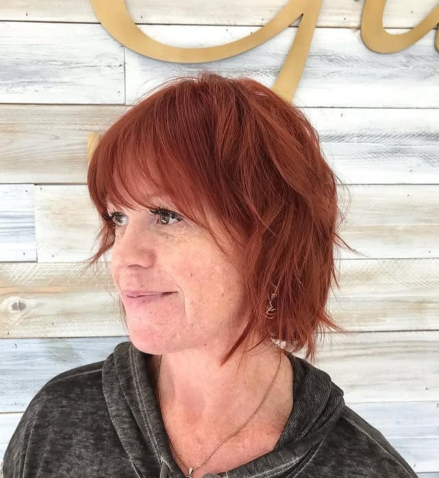 8. Copper Shaggy Bob with Wispy Fringe - Shaggy Bob Hairstyles