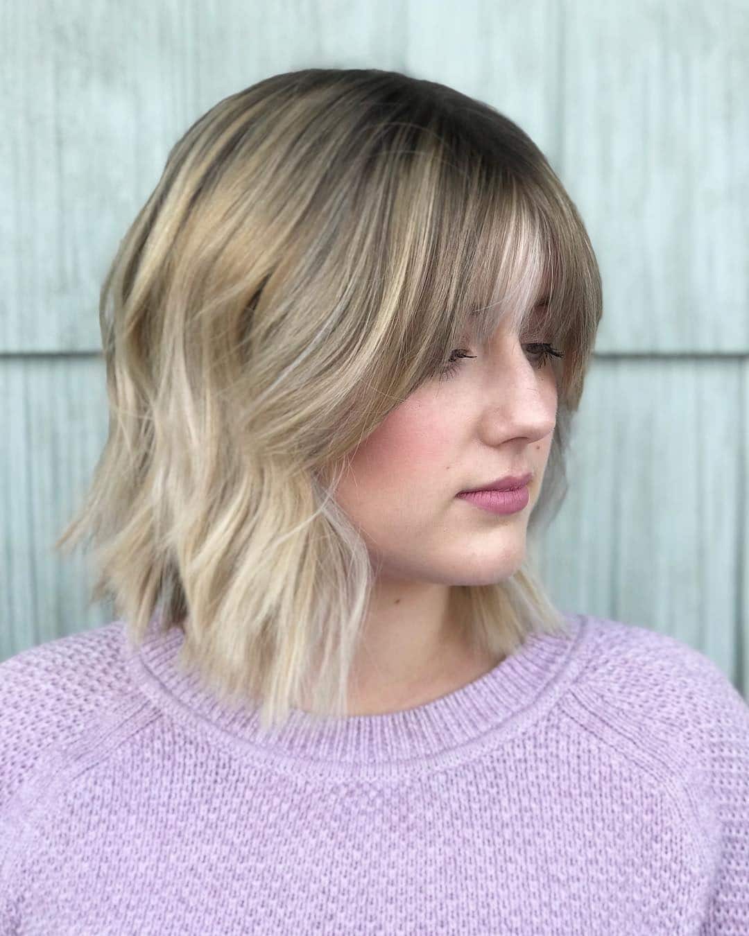 20. Soft Fringe Shaggy Bob in Beige Blonde - Shaggy Bob Hairstyles