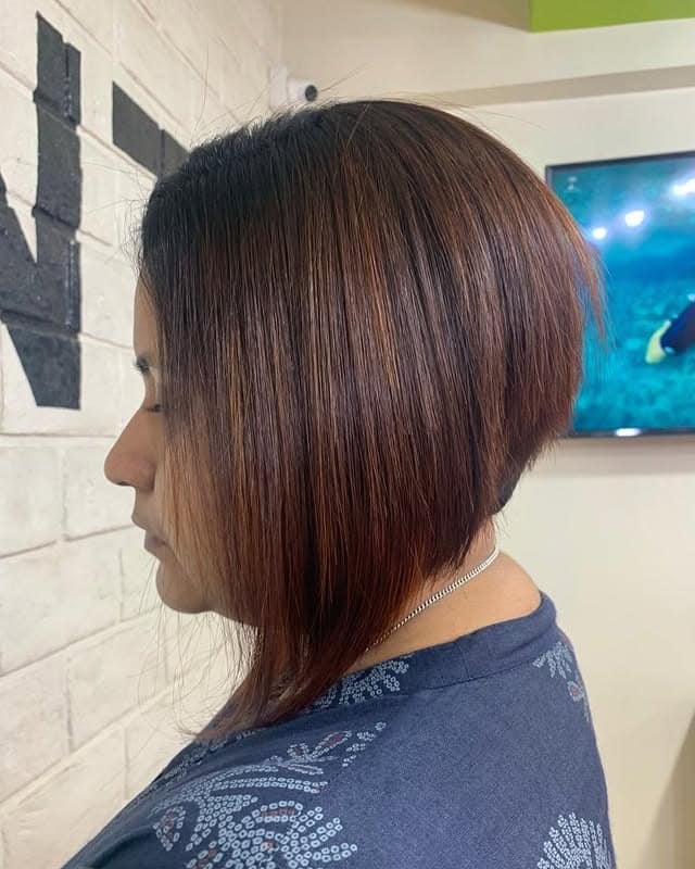 4. Sleek Angled Bob with Rich Espresso Brown - Stacked Bob Hair