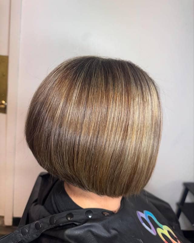 9. Blended Stacked Bob in Warm Caramel Brown - Stacked Bob Hair