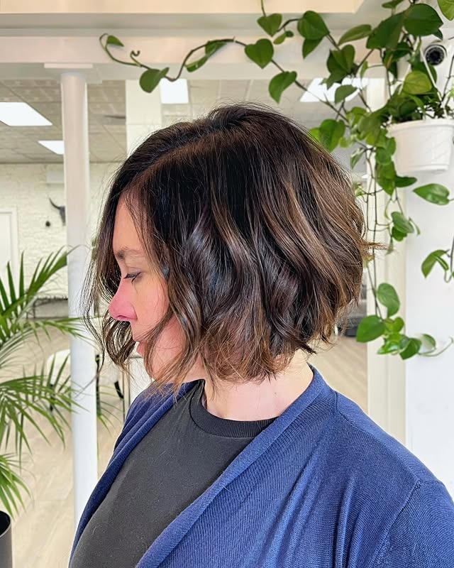 10. Wavy Stacked Bob with Deep Chocolate Brown - Stacked Bob Hair