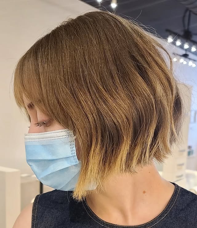 12. Choppy Stacked Bob with Sandy Blonde Tips - Stacked Bob Hair