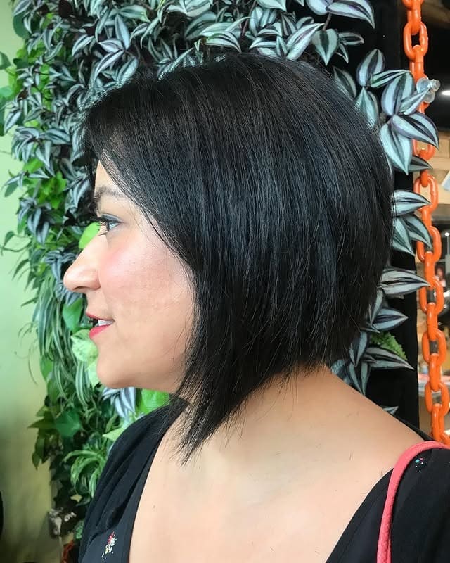 13. Angled Stacked Bob in Jet Black - Stacked Bob Hair