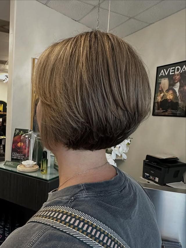14. Rounded Stacked Bob with Cool Taupe Brown - Stacked Bob Hair