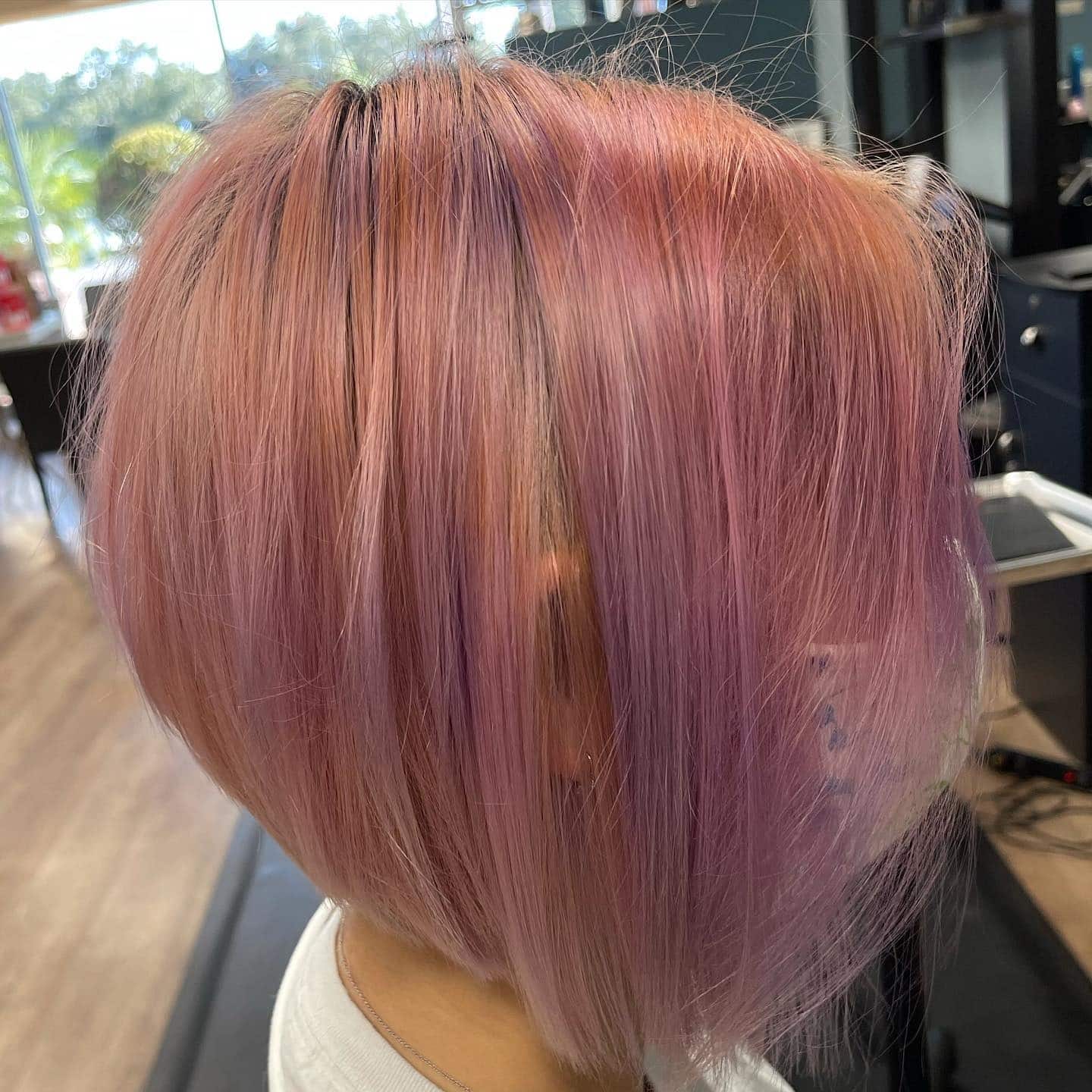 16. Rose Toned Stacked Bob with Blended Pink - Stacked Bob Hair
