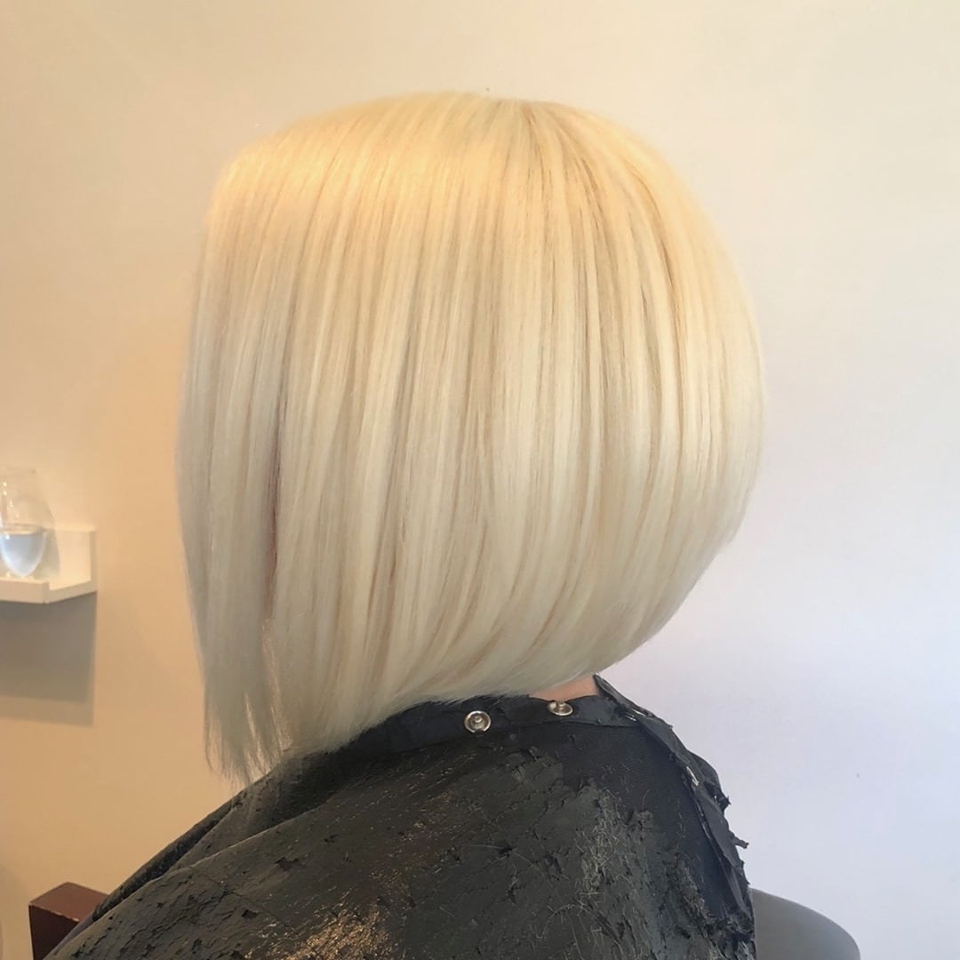 18. Sleek Graduated Bob in Icy Platinum Blonde - Stacked Bob Hair