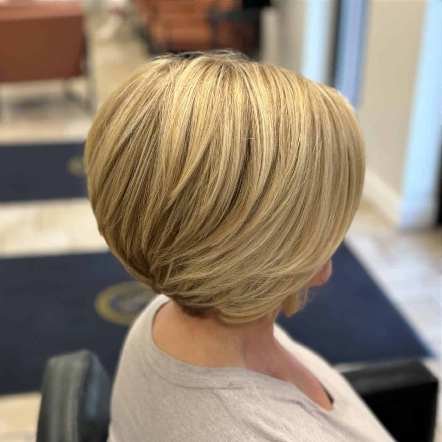 21. Softly Layered Stacked Bob in Warm Blonde - Stacked Bob Hair