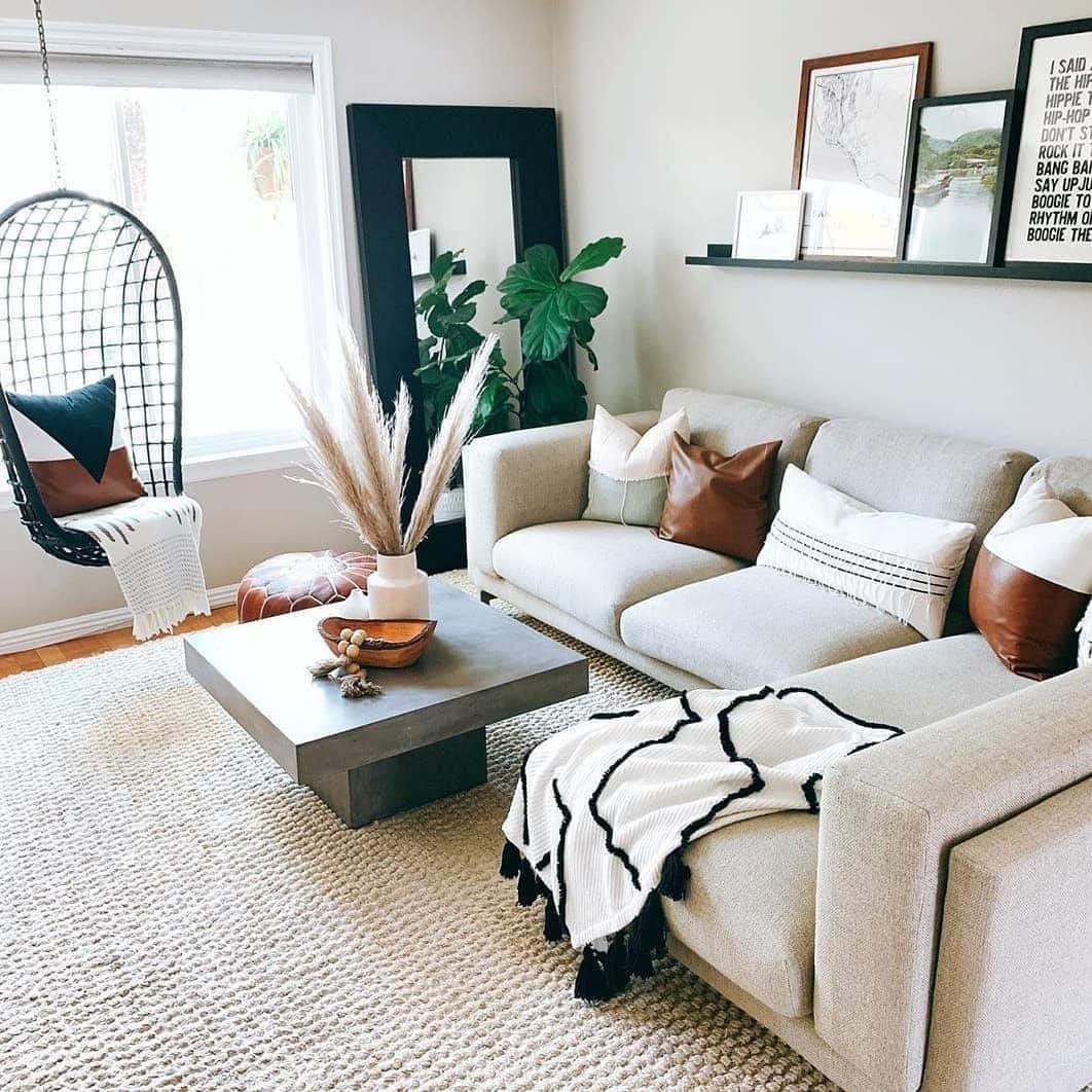 3. Modern Organic Style with Earthy Tones - tiny living room ideas