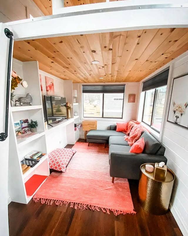 10. Small Space Living with Warm Wood Finishes - tiny living room ideas