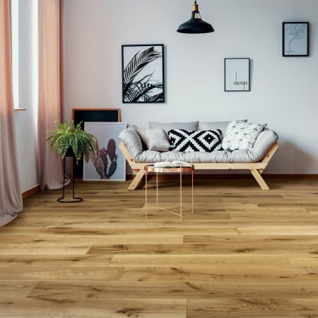 6. Scandinavian-Inspired Living Room with Honey Oak Floors - living room floor ideas