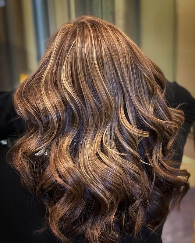 16. Long Light Brown with Dimensional Ribbon Highlights - Light Brown Hair with Highlights