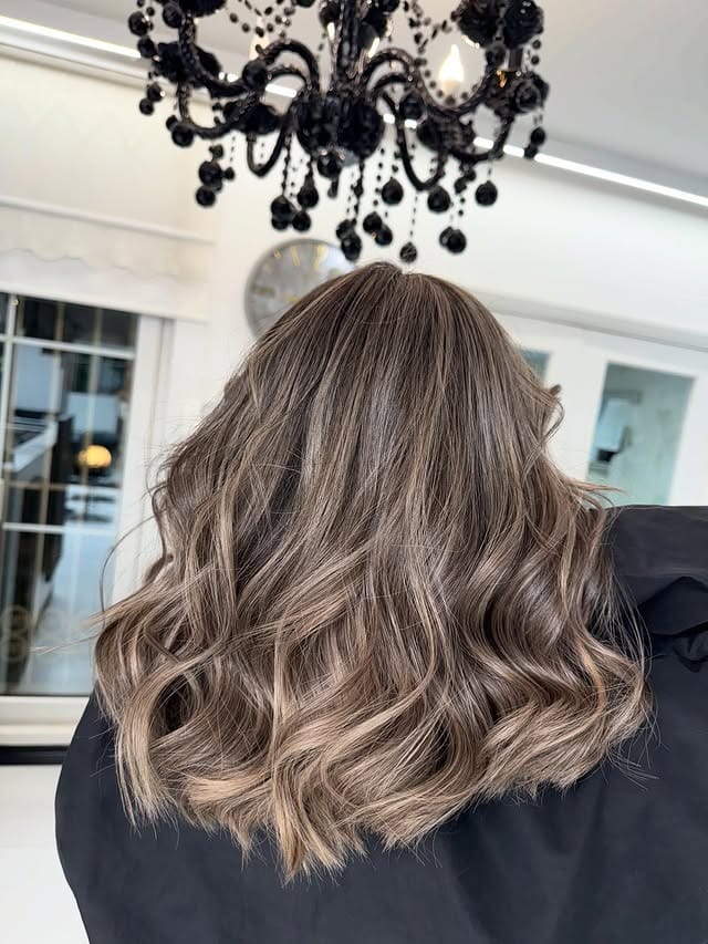 20. Modern Wavy Lob with Cool Light Brown Highlights - Light Brown Hair with Highlights