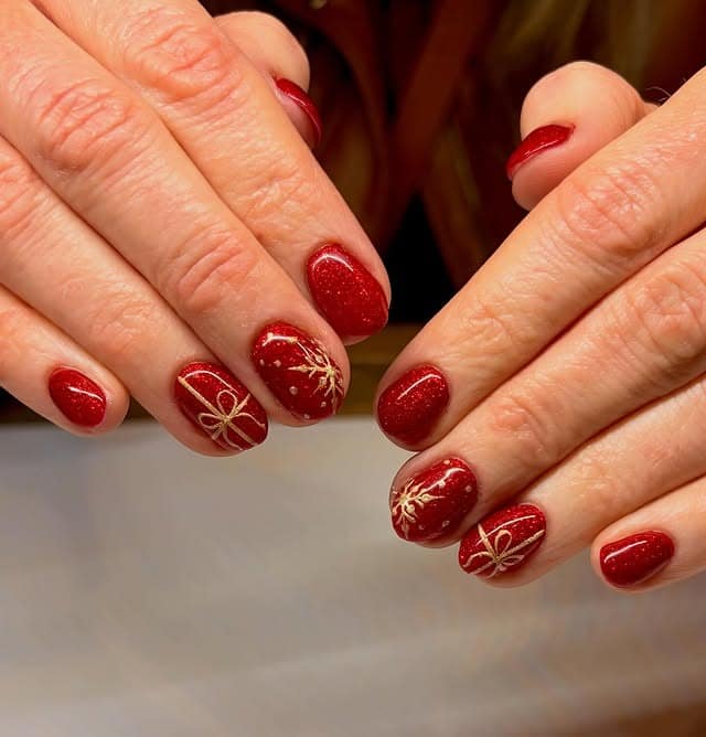 10. Bold Red Glitter Long Square Nails - sparkly red nail ideas
