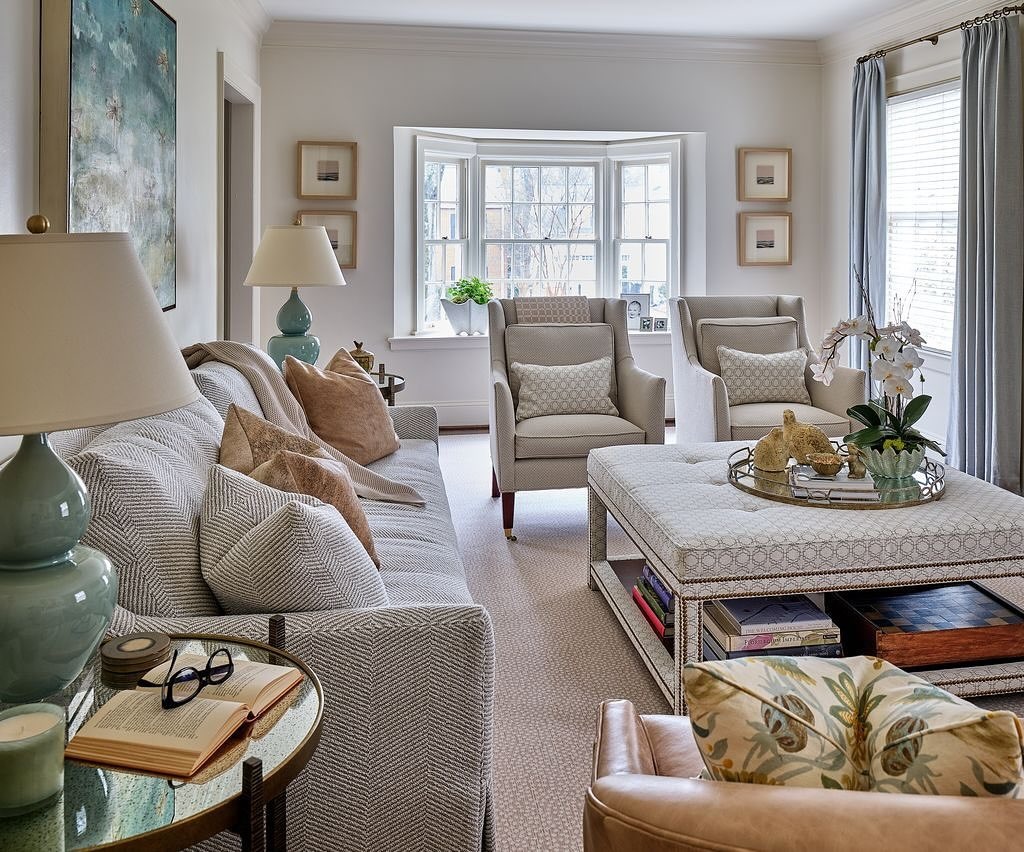 5. Elegant Neutrals with Architectural Windows - formal living room ideas