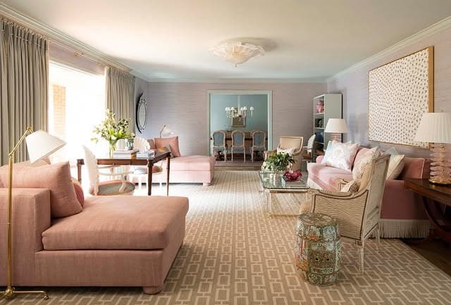 10. Blush and Cream Formal Living Room with Symmetry - formal living room ideas