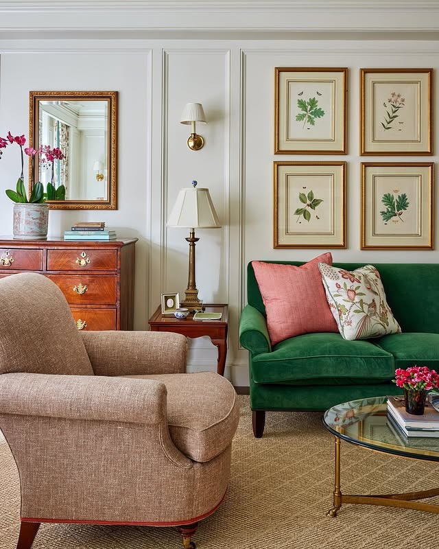 18. Moody Green Library Living Room - formal living room ideas