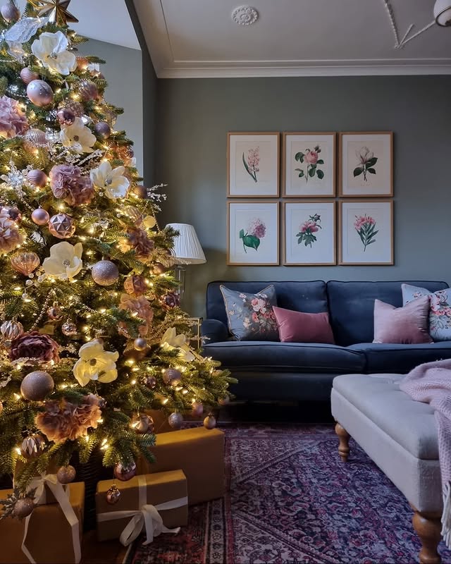 19. Blue and Grey Living Room with Seasonal Styling - blue and grey living room ideas