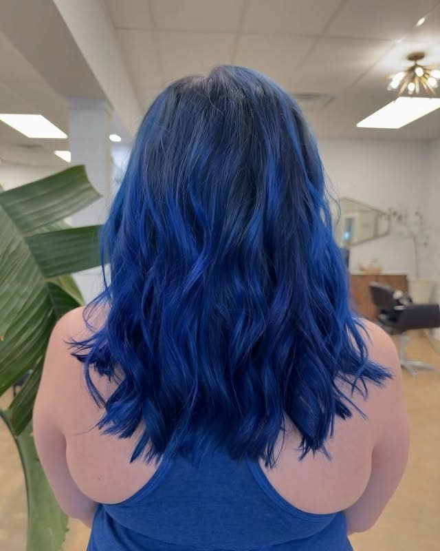 14. Midnight Blue Textured Lob - Blue Hair Color