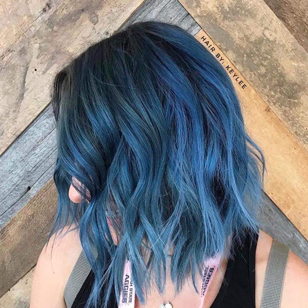 17. Deep Blue Choppy Shag - Blue Hair Color