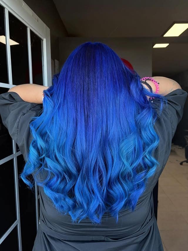 22. Gradient Blue Long Wave Style - Blue Hair Color