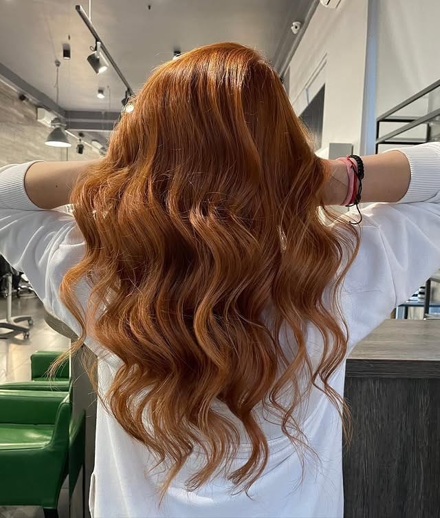 21. Long Cinnamon Copper Waves - Cinnamon Hair Color