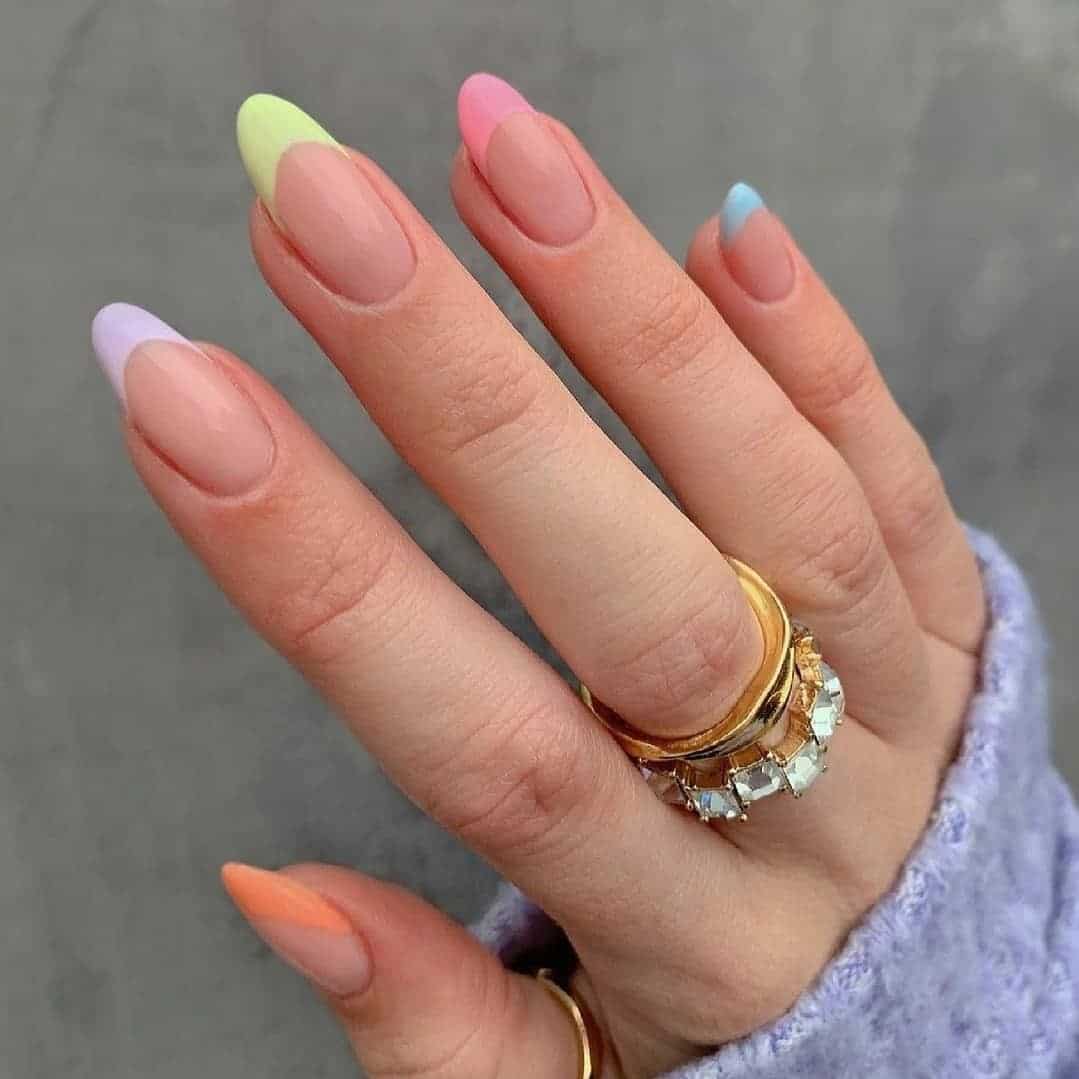 1. Pastel Almond French Tips - spring french tip nail ideas