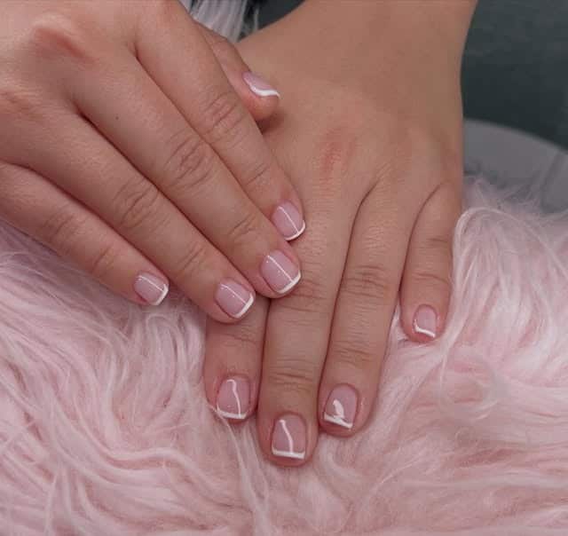 3. Short Square French with Natural Pink Overlay - square french tip nail ideas