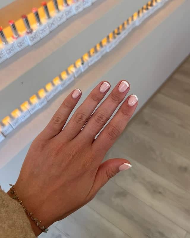 6. Reverse Curve Square French in Soft Pink - square french tip nail ideas