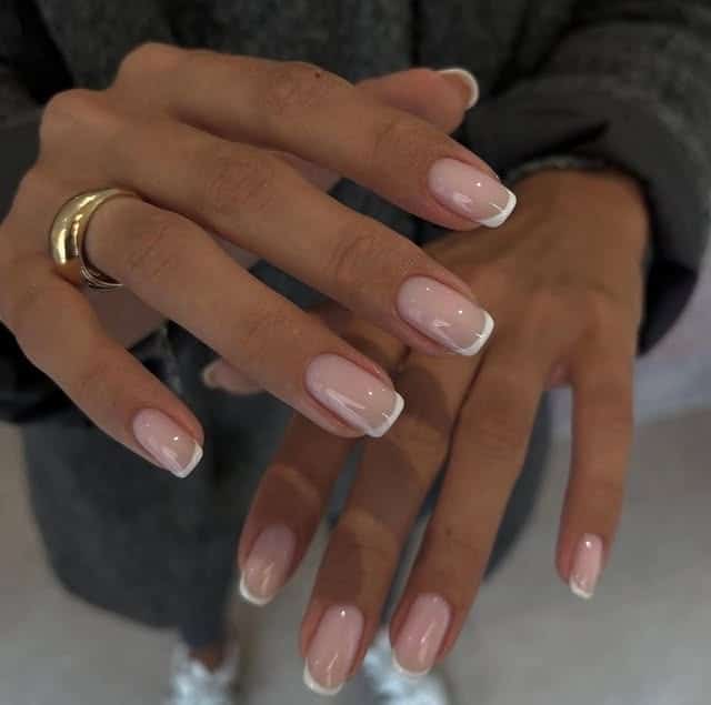 16. Cozy Neutral Square French with Milky Finish - square french tip nail ideas