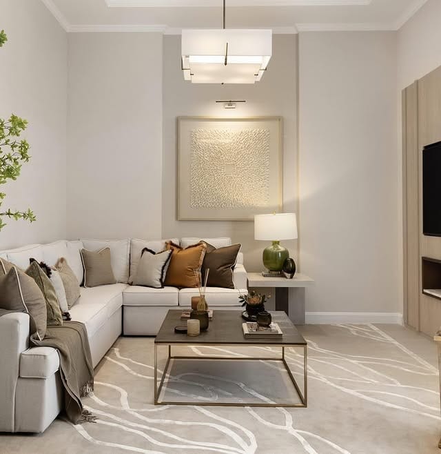 5. Contemporary Gray Living Room with Tailored Symmetry - gray living room ideas