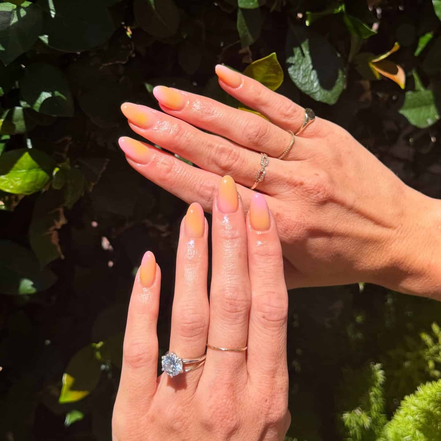 1. Soft Sunset Almond Ombré - sunset nail ideas