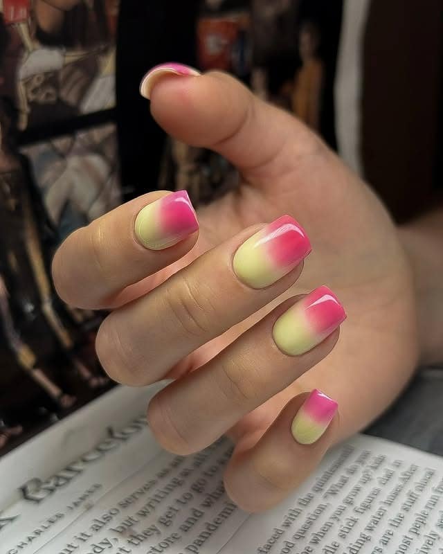 4. Neon Sunset Almond Pop - sunset nail ideas