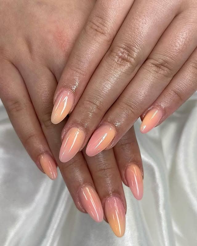 10. Classic Sunset Almond Fade - sunset nail ideas