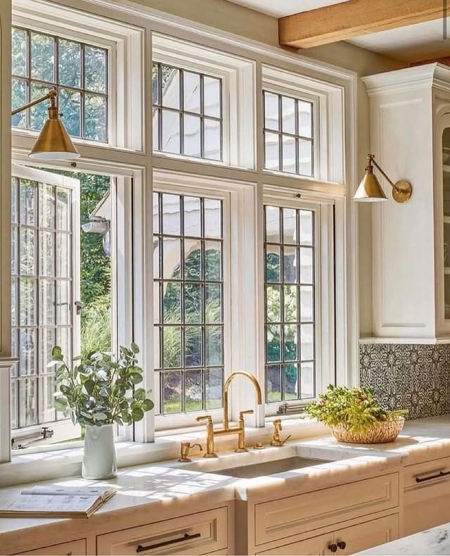 6. Traditional Kitchen Window with Gridded Frames - kitchen window ideas