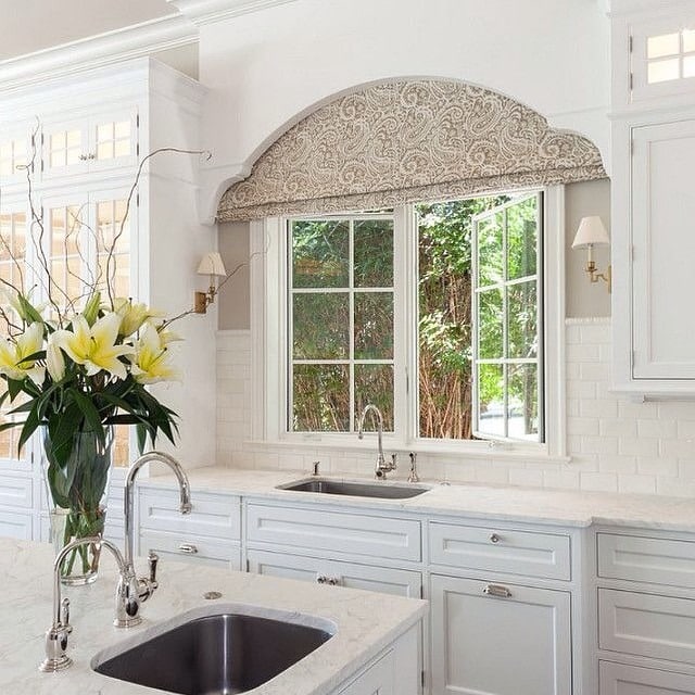 15. Compact White Kitchen with Corner Window - kitchen window ideas