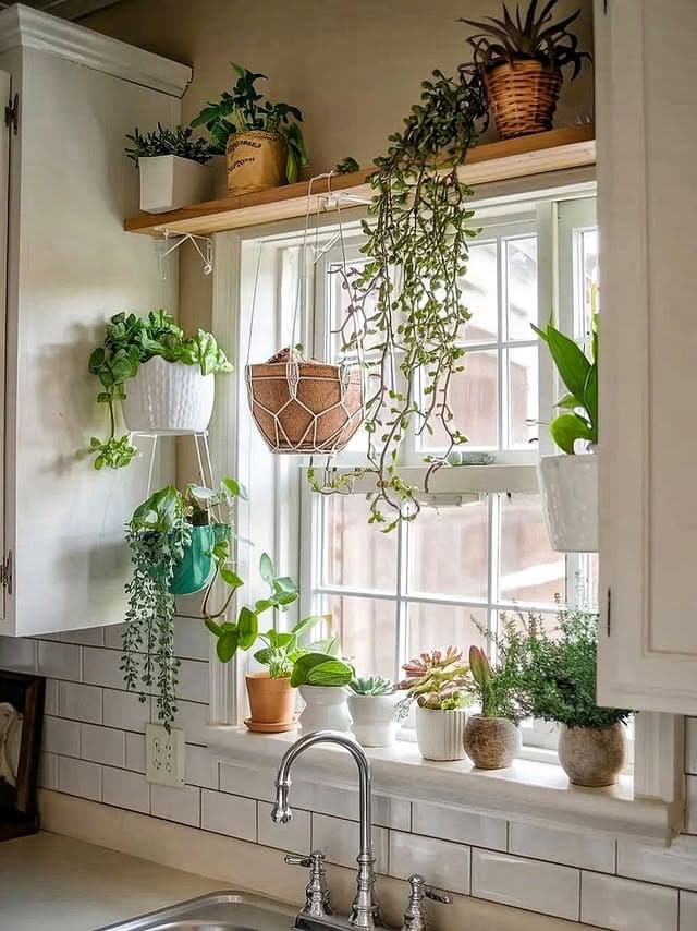 18. Neutral Kitchen with Island-Focused Window Layout - kitchen window ideas