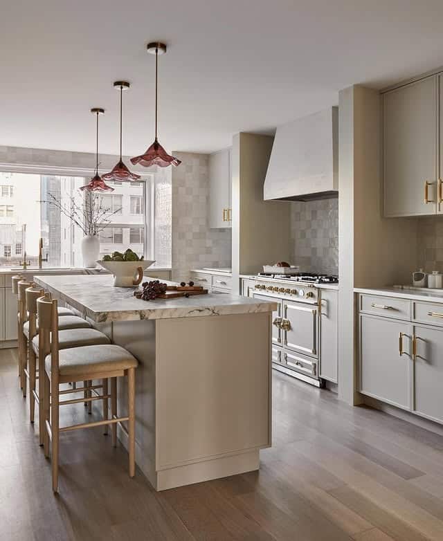 19. Traditional Farmhouse Kitchen with Wood-Framed Window - kitchen window ideas