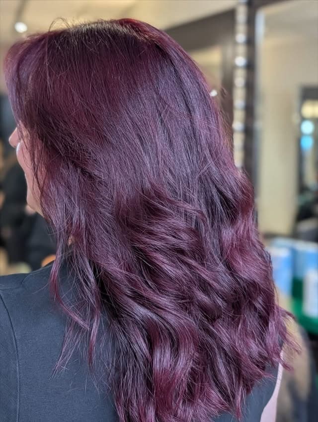21. Soft Plum Waves with Layered Texture - Plum Hair Color