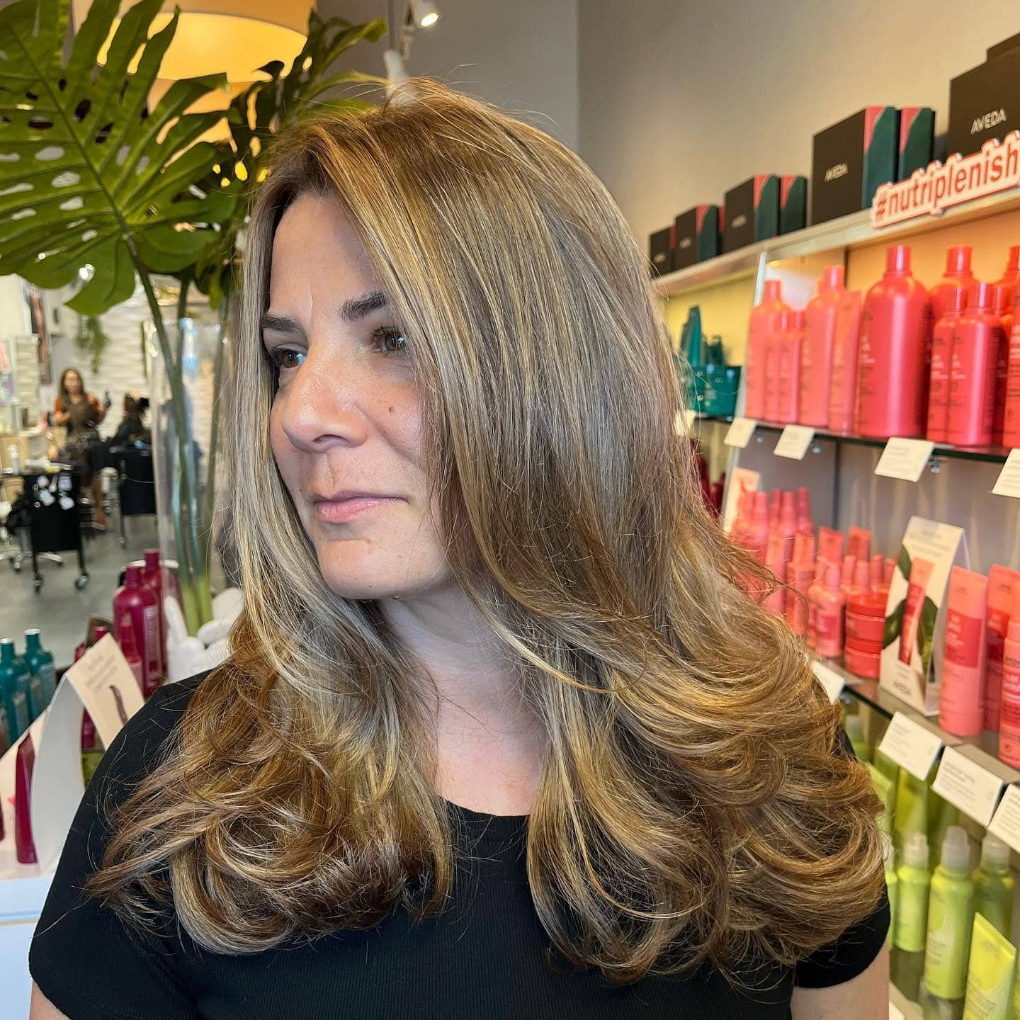 18. Warm Honey Blend with Rounded Layers - Honey Hair Color