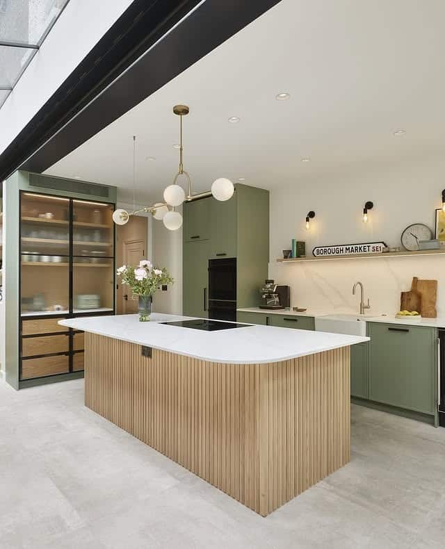 8. Green Victorian Kitchen with Contemporary Lines - victorian style kitchen ideas