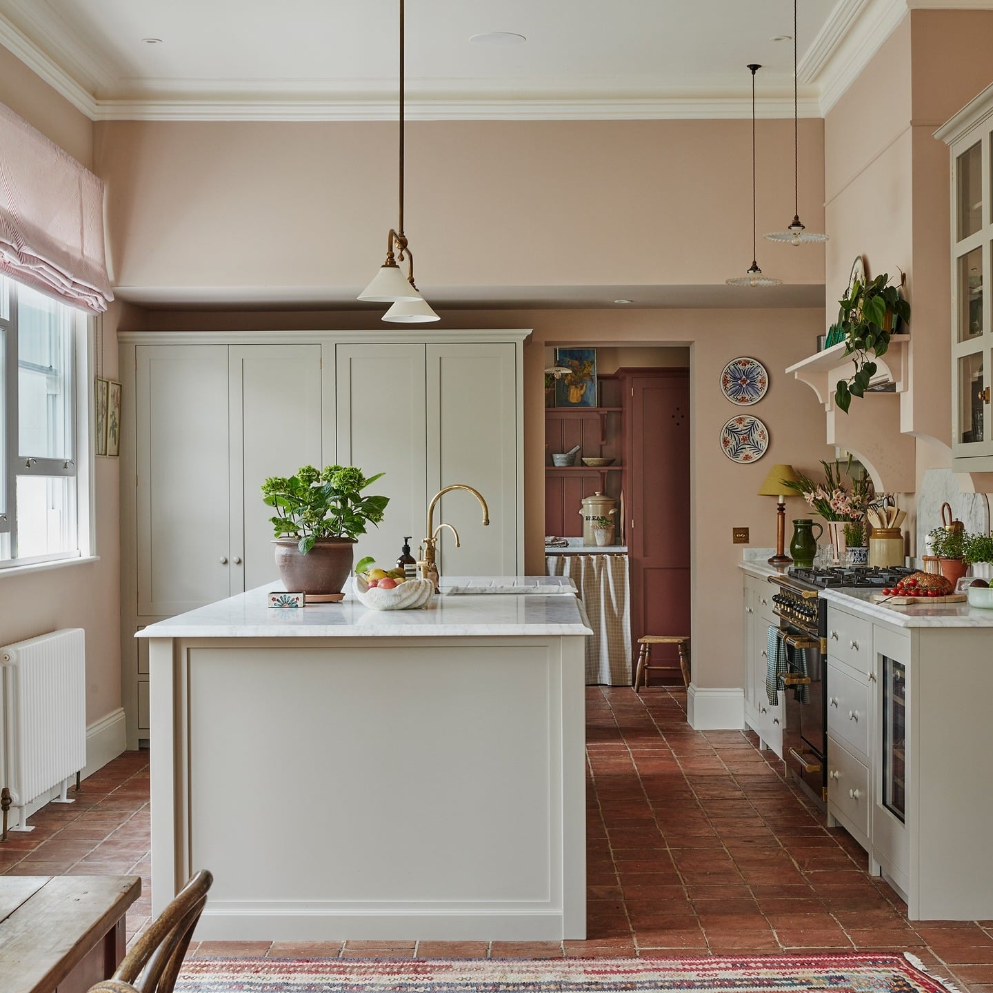 13. Blush Victorian Kitchen with Traditional Detailing - victorian style kitchen ideas