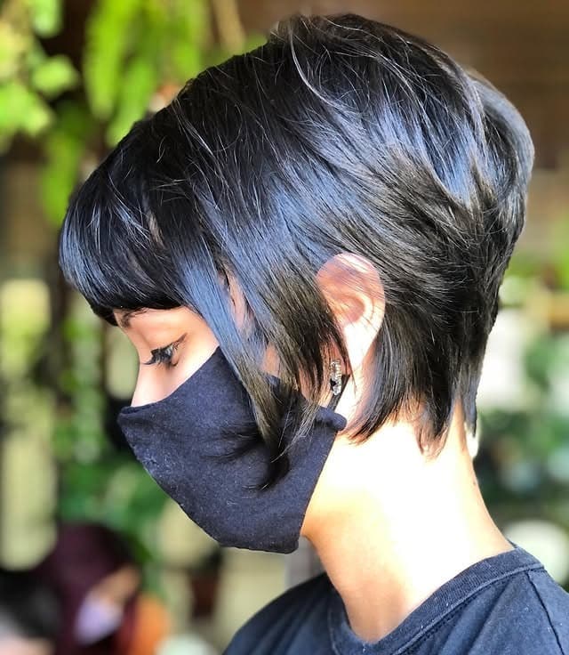3. Textured Jet Black Pixie Bob - Short Bob Hair