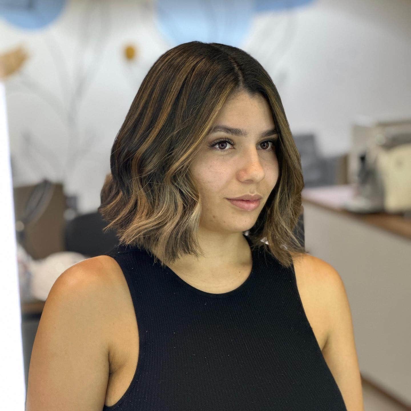 8. Shoulder-Grazing Bob with Warm Balayage - Short Bob Hair