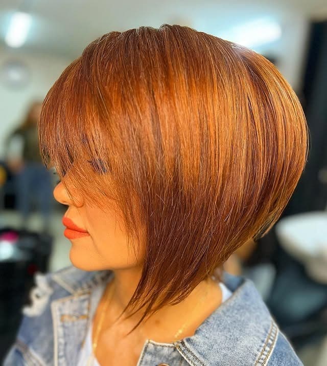 16. Classic Side-Parted Brown Bob - Short Bob Hair