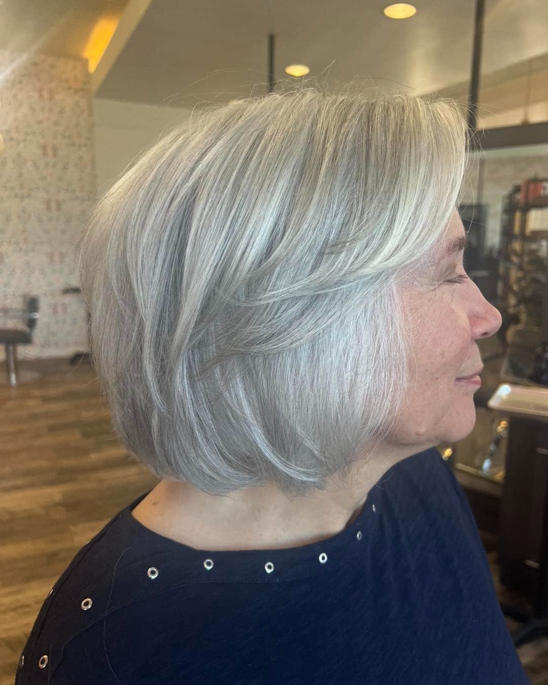 17. Polished Graphite Bob with Stacked Layers - Layered Bob Hairstyles
