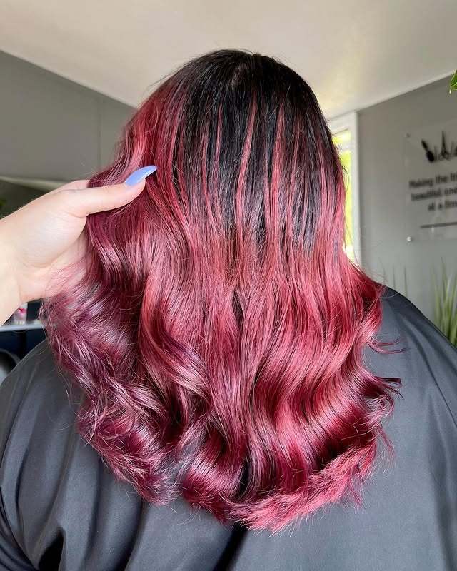 1. Soft Layered Waves in Deep Burgundy Melt - Burgundy Hair Color