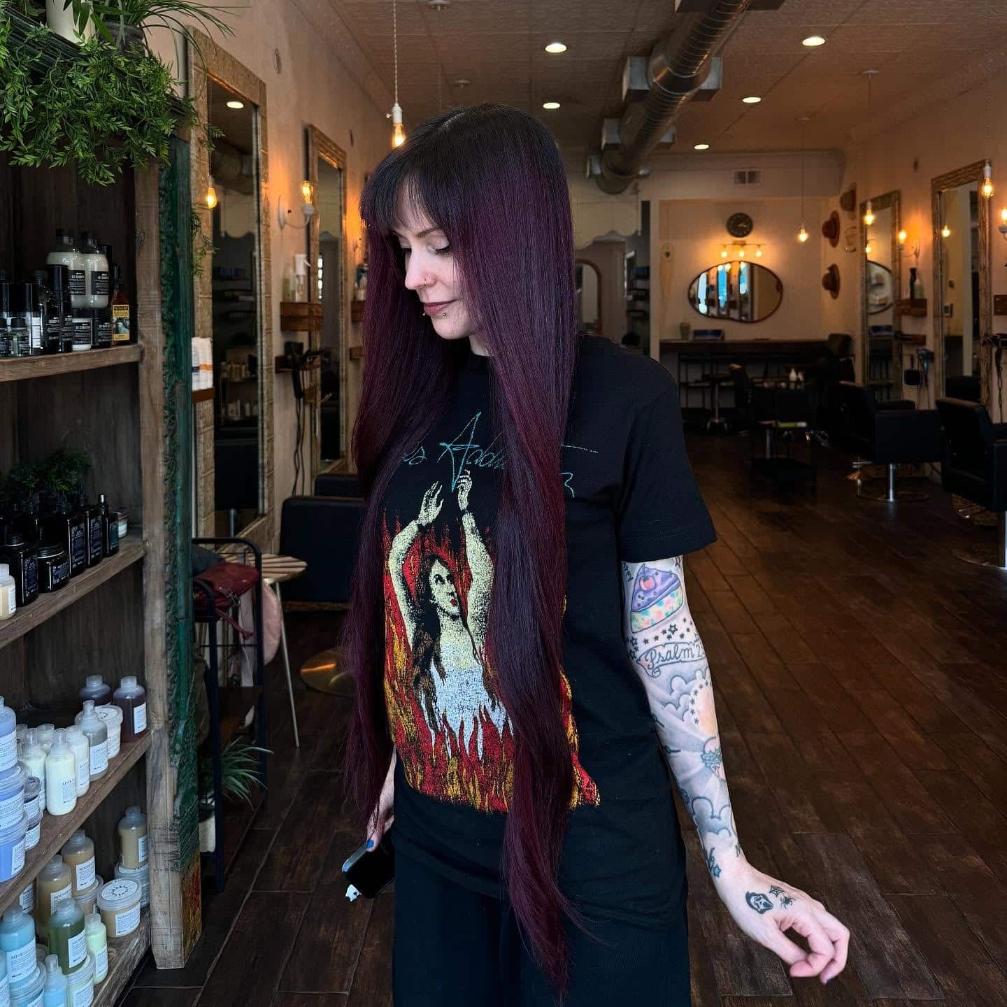 11. Ultra-Long Straight Layers in Deep Burgundy - Burgundy Hair Color