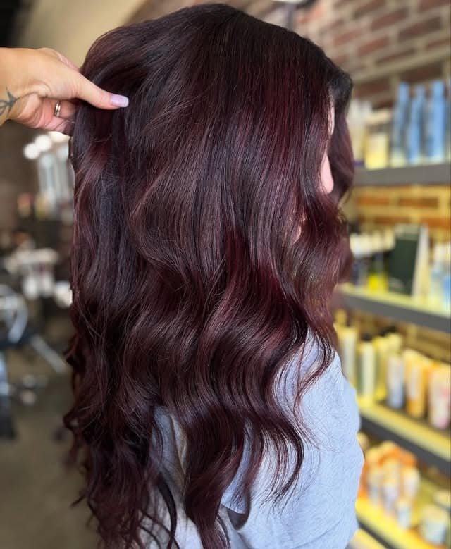 21. Soft Long Waves in Dark Burgundy Blend - Burgundy Hair Color